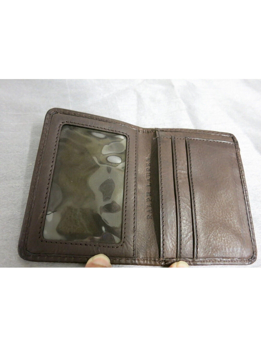 vintage Red Polo Ralph Lauren Cow Hide Fur leather bifold wallet RARE! - Picture 3 of 7